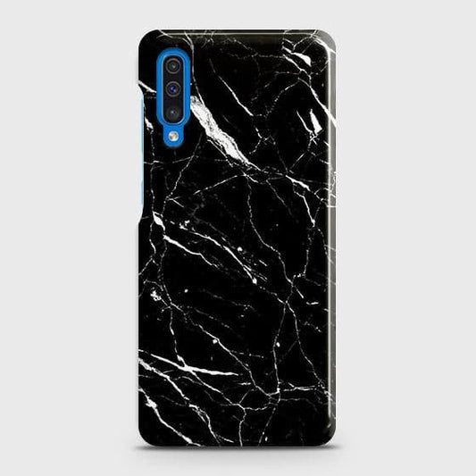 Samsung Galaxy A50s Cover - Trendy Black Marble Printed Hard Case with Life Time Colors Guarantee