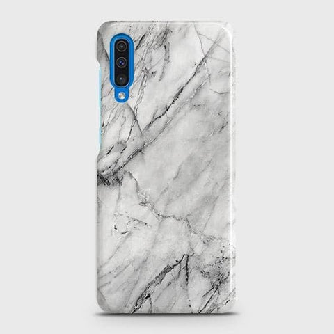 Samsung Galaxy A50s Cover - Matte Finish - Trendy White Floor Marble Printed Hard Case with Life Time Colors Guarantee - D2