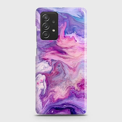 Samsung Galaxy A52 Cover - Chic Blue Liquid Marble Printed Hard Case with Life Time Colors Guarantee (Fast Delivery)