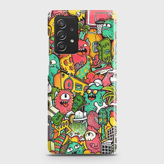 Samsung Galaxy A52 Cover - Matte Finish - Candy Colors Trendy Sticker collage Printed Hard Case with Life Time Colors Guarantee