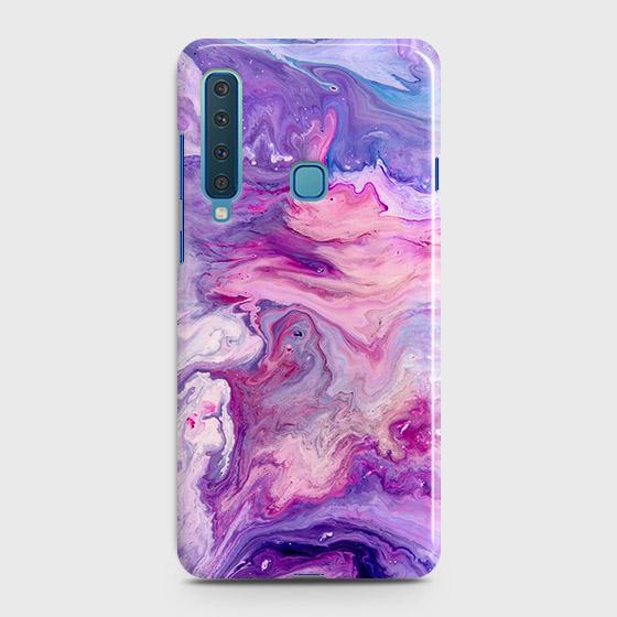 Samsung Galaxy A9s Cover - Chic Blue Liquid Marble Printed Hard Case with Life Time Colors Guarantee