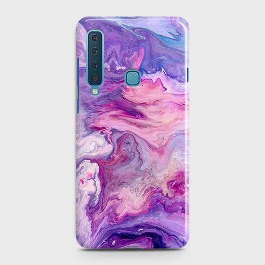 Samsung Galaxy A9s Cover - Chic Blue Liquid Marble Printed Hard Case with Life Time Colors Guarantee