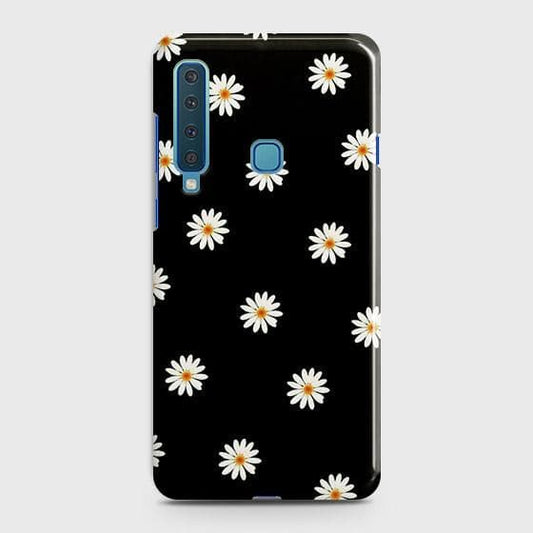 Samsung Galaxy A9s Cover - Matte Finish - White Bloom Flowers with Black Background Printed Hard Case with Life Time Colors Guarantee