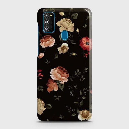 Samsung Galaxy M30s Cover - Matte Finish - Dark Rose Vintage Flowers Printed Hard Case with Life Time Colors Guarantee