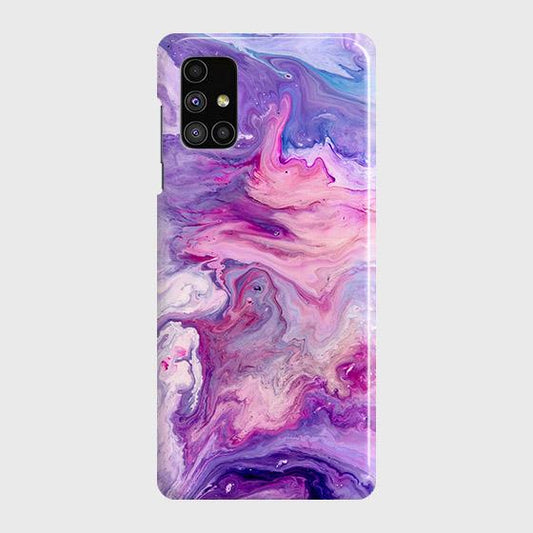 Samsung Galaxy M51 Cover - Chic Blue Liquid Marble Printed Hard Case with Life Time Colors Guarantee