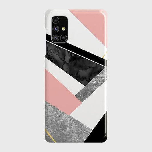 Samsung Galaxy M51 Cover - Matte Finish - Geometric Luxe Marble Trendy Printed Hard Case with Life Time Colors Guarantee