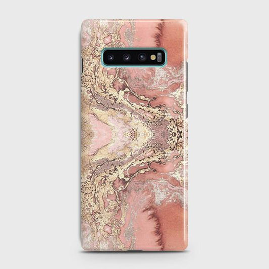 Samsung Galaxy S10 Cover - Trendy Chic Rose Gold Marble Printed Hard Case with Life Time Colors Guarantee
