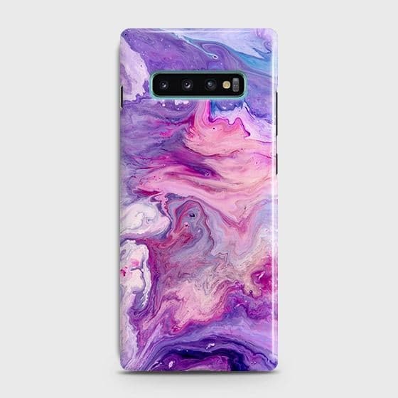 Samsung Galaxy S10 Cover - Chic Blue Liquid Marble Printed Hard Case with Life Time Colors Guarantee