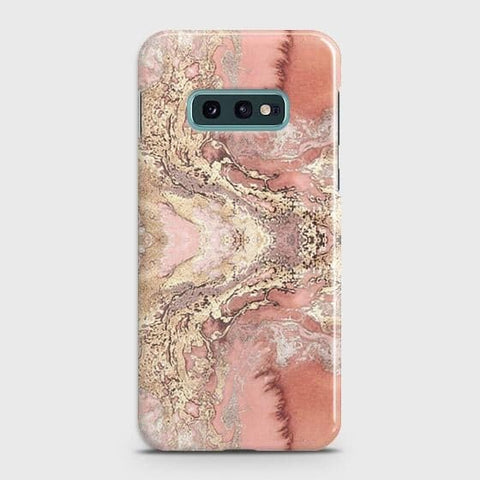 Samsung Galaxy S10e Cover - Trendy Chic Rose Gold Marble Printed Hard Case with Life Time Colors Guarantee