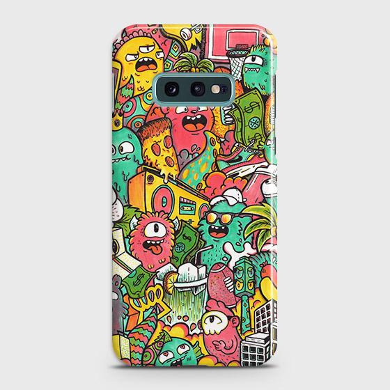 Samsung Galaxy S10e Cover - Matte Finish - Candy Colors Trendy Sticker Collage Printed Hard Case with Life Time Colors Guarantee
