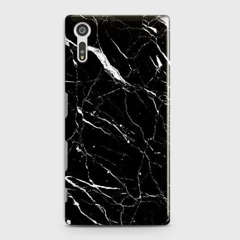 Sony Xperia XZ Cover - Trendy Black Marble Printed Hard Case with Life Time Colors Guarantee