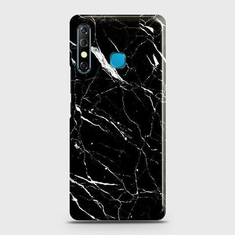 Tecno Spark 4 Cover - Trendy Black Marble Printed Hard Case with Life Time Colors Guarantee