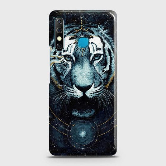 Tecno Spark 4 Cover - Vintage Galaxy Tiger Printed Hard Case with Life Time Colors Guarantee(1)