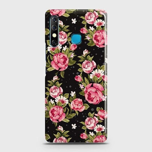 Tecno Spark 4 Cover - Trendy Pink Rose Vintage Flowers Printed Hard Case with Life Time Colors Guarantee b-75  (2)