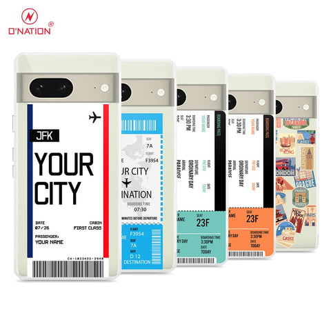 Google Pixel 7 Cover - Personalised Boarding Pass Ticket Series - 5 Designs - Clear Phone Case - Soft Silicon Borders