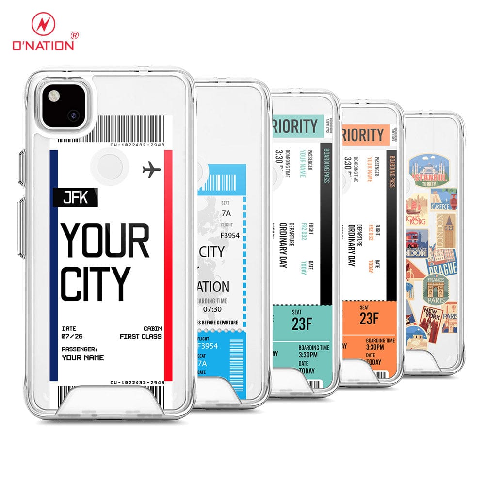 Google Pixel 4a 4G Cover - Personalised Boarding Pass Ticket Series - 5 Designs - Clear Phone Case - Soft Silicon Borders