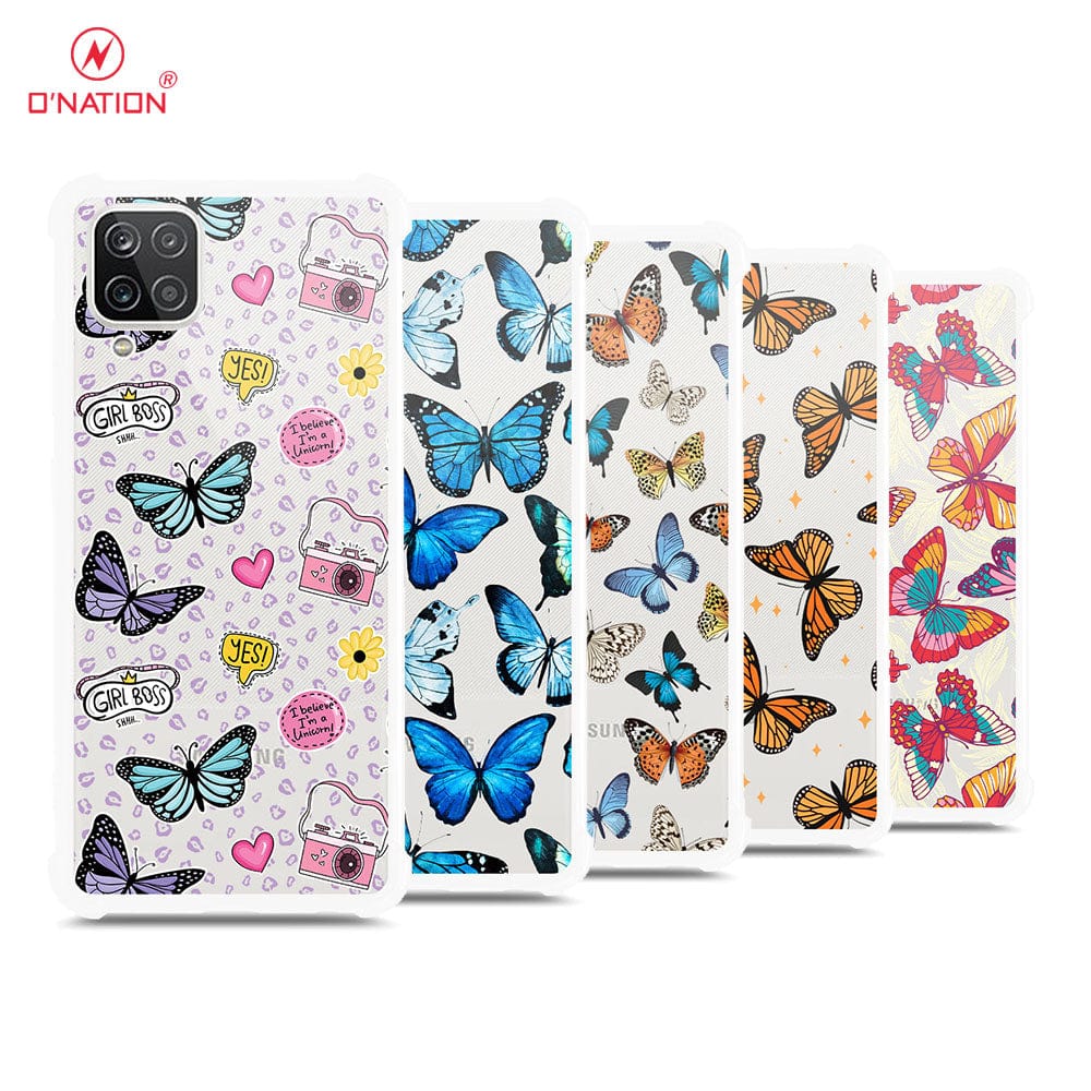 Samsung Galaxy A12 Cover - O'Nation Butterfly Dreams Series - 9 Designs - Clear Phone Case - Soft Silicon Borders