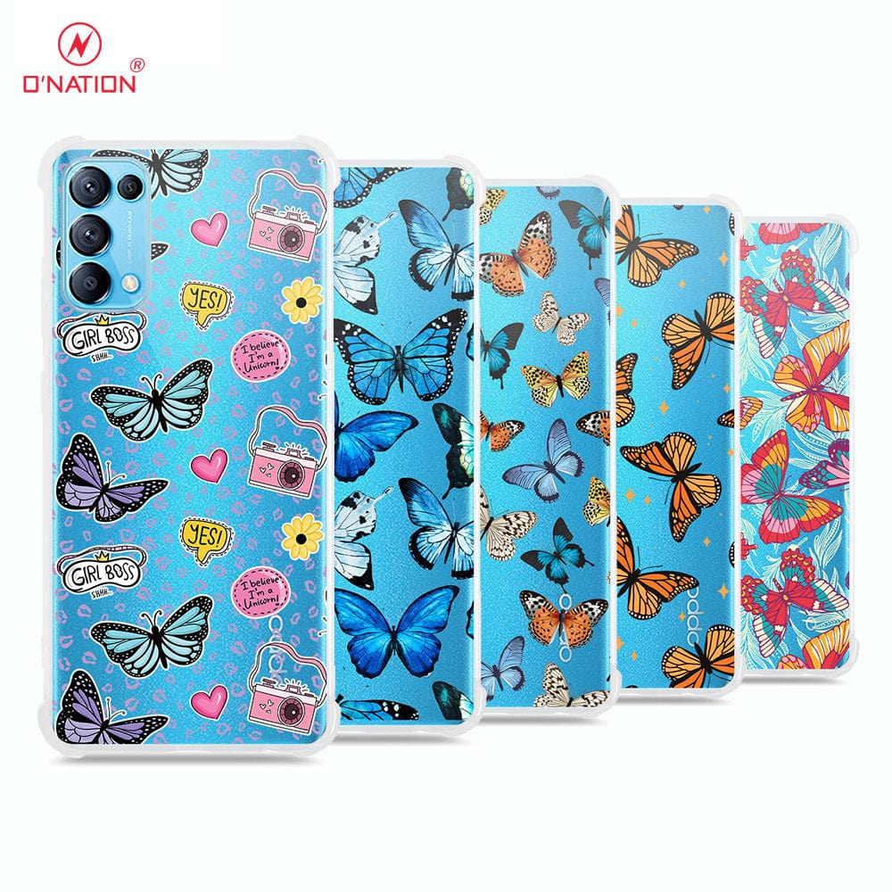 Oppo Reno 5 Pro 5G Cover - O'Nation Butterfly Dreams Series - 9 Designs - Clear Phone Case - Soft Silicon Borders