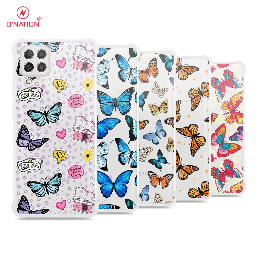 Samsung Galaxy M22 Cover - O'Nation Butterfly Dreams Series - 9 Designs - Clear Phone Case - Soft Silicon Borders