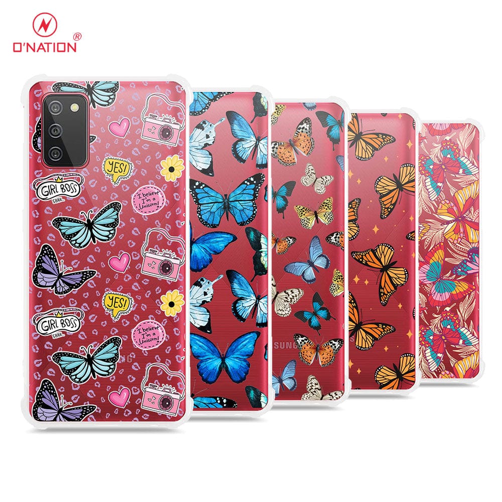 Samsung Galaxy A02s Cover - O'Nation Butterfly Dreams Series - 9 Designs - Clear Phone Case - Soft Silicon Borders