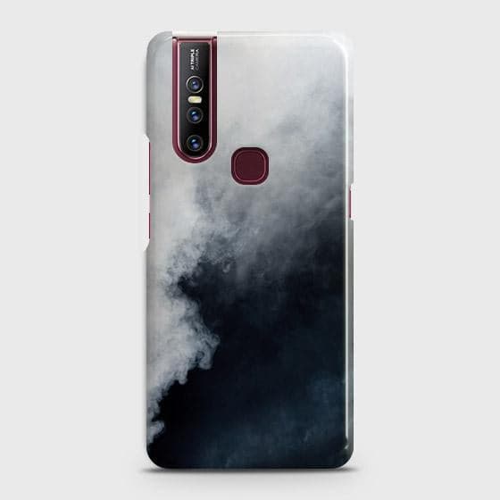 Vivo V15 Cover - Matte Finish - Trendy Misty White and Black Marble Printed Hard Case with Life Time Colors Guarantee