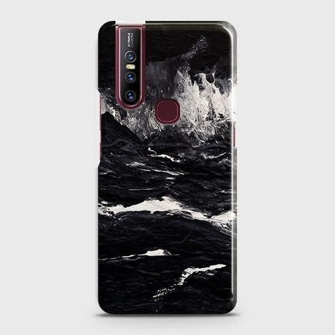 VIvO V15 Cover - Black Ocean Marble Trendy Printed Hard Case with Life Time Colors Guarantee