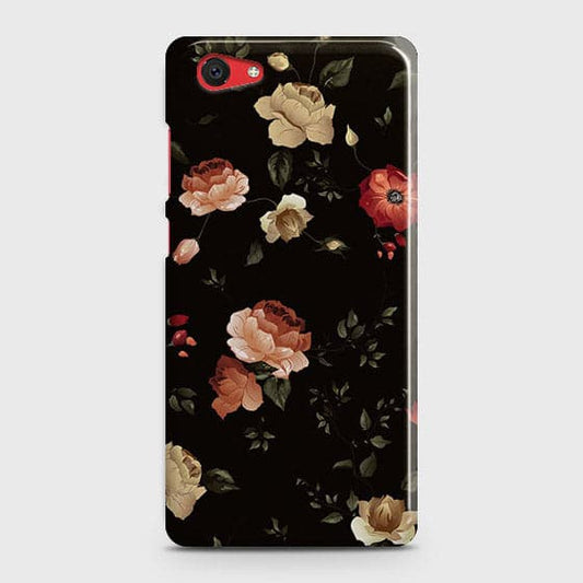 Vivo Y71 Cover - Matte Finish - Dark Rose Vintage Flowers Printed Hard Case with Life Time Colors Guarantee