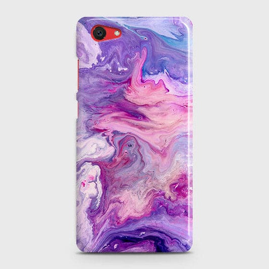 Vivo Y71 Cover - Chic Blue Liquid Marble Printed Hard Case with Life Time Colors Guarantee