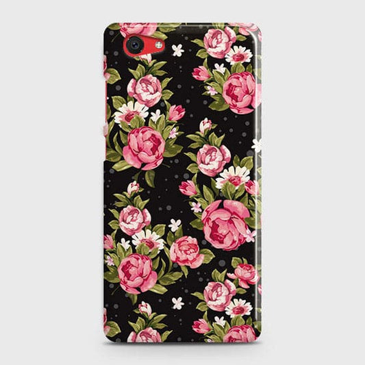 Vivo Y71 Cover - Trendy Pink Rose Vintage Flowers Printed Hard Case with Life Time Colors Guarantee