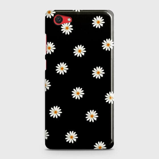 Vivo Y71 Cover - Matte Finish - White Bloom Flowers with Black Background Printed Hard Case with Life Time Colors Guarantee