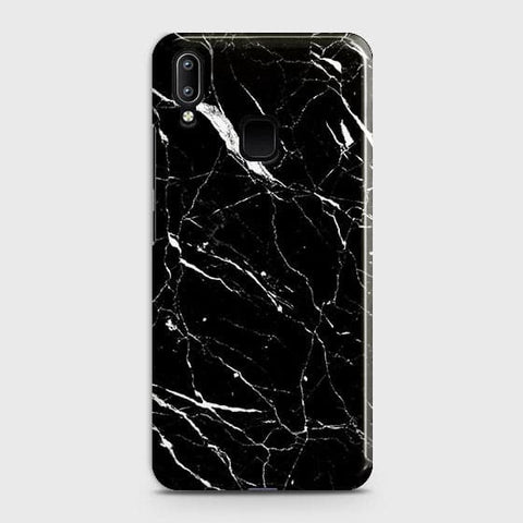 Vivo Y95 Cover - Trendy Black Marble Printed Hard Case with Life Time Colors Guarantee