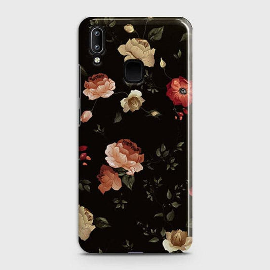 Vivo Y95 Cover - Matte Finish - Dark Rose Vintage Flowers Printed Hard Case with Life Time Colors Guarantee