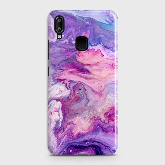 Vivo Y95 Cover - Chic Blue Liquid Marble Printed Hard Case with Life Time Colors Guarantee