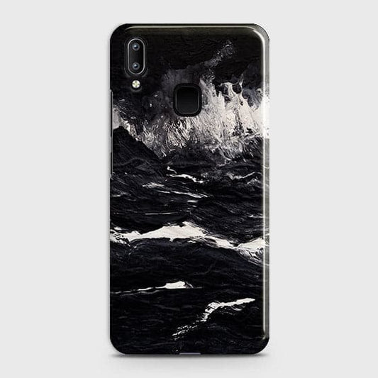 Vivo Y95 Cover - Black Ocean Marble Trendy Printed Hard Case with Life Time Colors Guarantee