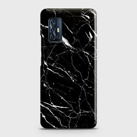 Vivo V17 Cover - Trendy Black Marble Printed Hard Case with Life Time Colors Guarantee