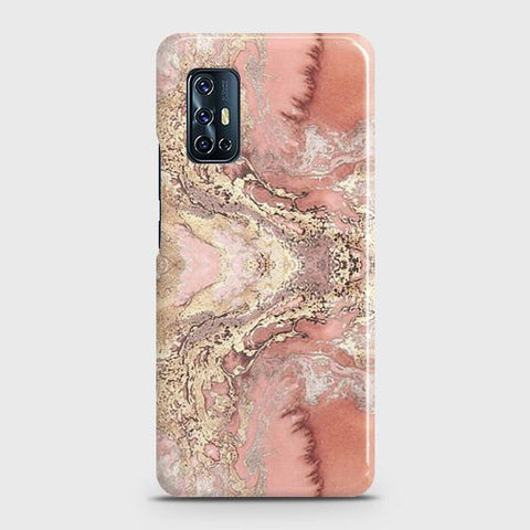 Vivo V17 Cover - Trendy Chic Rose Gold Marble Printed Hard Case with Life Time Colors Guarantee