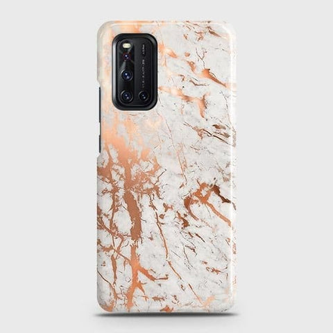 Vivo V19 Cover - In Chic Rose Gold Chrome Style Printed Hard Case with Life Time Colors Guarantee