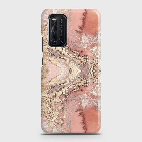 Vivo V19 Cover - Trendy Chic Rose Gold Marble Printed Hard Case with Life Time Colors Guarantee