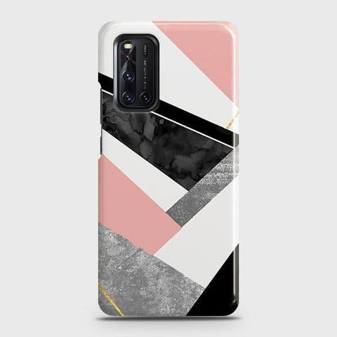 Vivo V19 Cover - Matte Finish - Geometric Luxe Marble Trendy Printed Hard Case with Life Time Colors Guarantee