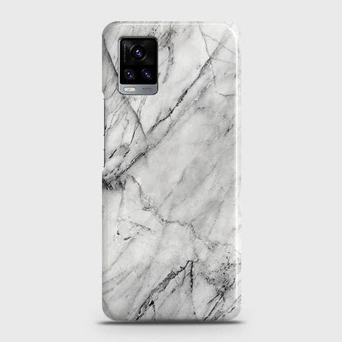 Vivo V20 Cover - Matte Finish - Trendy White Marble Printed Hard Case with Life Time Colors Guarantee