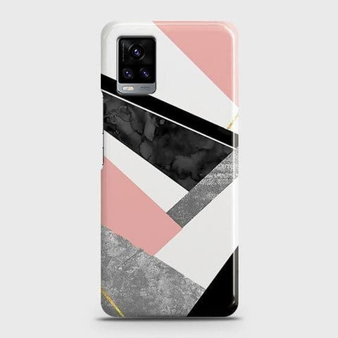 Vivo V20 Cover - Matte Finish - Geometric Luxe Marble Trendy Printed Hard Case with Life Time Colors Guarantee