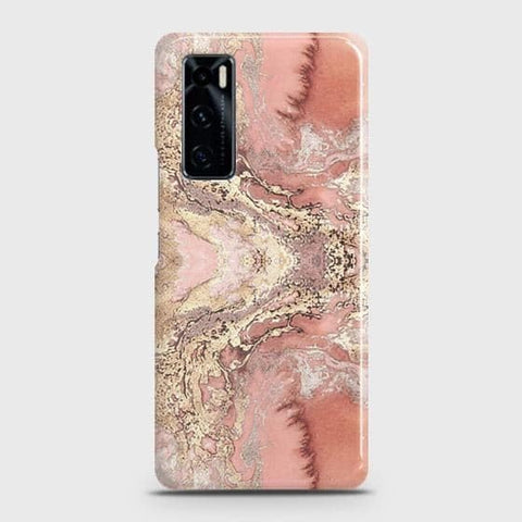 Vivo V20 SE Cover - Trendy Chic Rose Gold Marble Printed Hard Case with Life Time Colors Guarantee