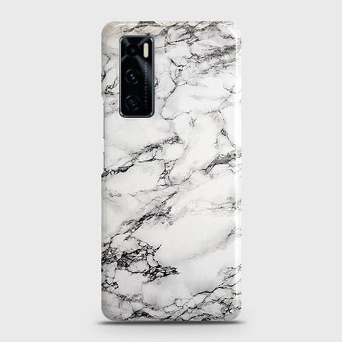 Vivo V20 SE Cover - Matte Finish - Trendy Mysterious White Marble Printed Hard Case with Life Time Colors Guarantee