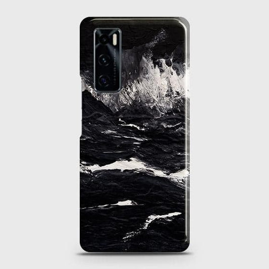 Vivo V20 SE Cover - Black Ocean Marble Trendy Printed Hard Case with Life Time Colors Guarantee