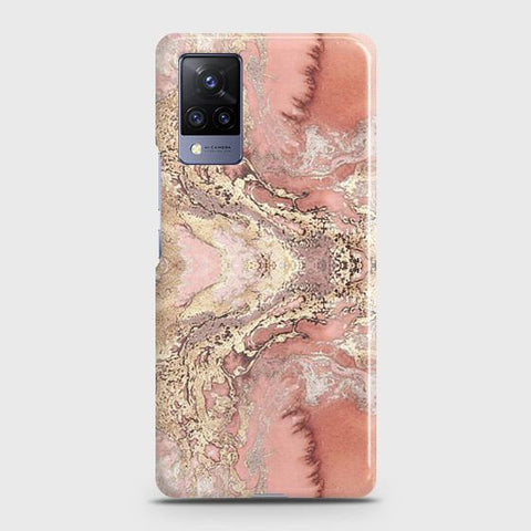 Vivo V21 Cover - Trendy Chic Rose Gold Marble Printed Hard Case with Life Time Colors Guarantee