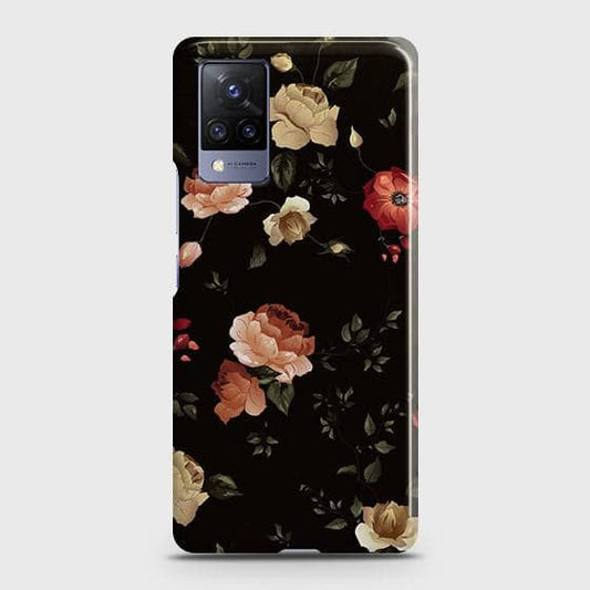 Vivo V21 Cover - Matte Finish - Dark Rose Vintage Flowers Printed Hard Case with Life Time Colors Guarantee b62