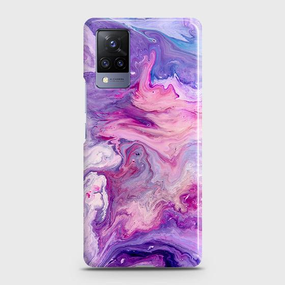 Vivo V21 Cover - Chic Blue Liquid Marble Printed Hard Case with Life Time Colors Guarantee B (29) 1