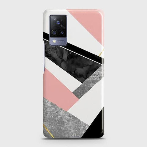 Vivo V21 Cover - Matte Finish - Geometric Luxe Marble Trendy Printed Hard Case with Life Time Colors Guarantee