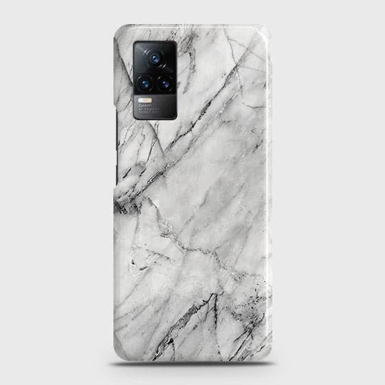 Vivo Y73 Cover - Matte Finish - Trendy White Marble Printed Hard Case with Life Time Colors Guarantee