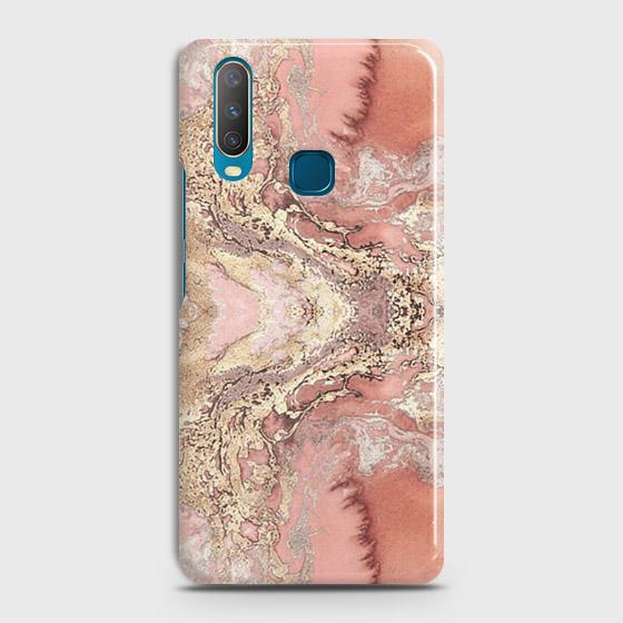 Vivo Y11 2019 Cover - Trendy Chic Rose Gold Marble Printed Hard Case with Life Time Colors Guarantee